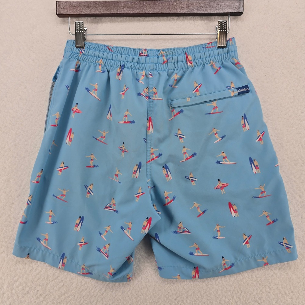 Chubbies‎ Swim Trunks Small Mens Blue Surfboard Print Elastic Waist - Picture 2 of 14